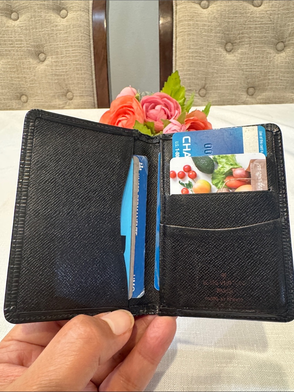 Authentic Louis Vuitton Black Bi-Fold Card Holder Wallet